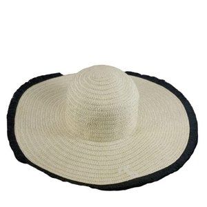 Floppy Summer Tan‎ Straw Sun Hat raw black tan